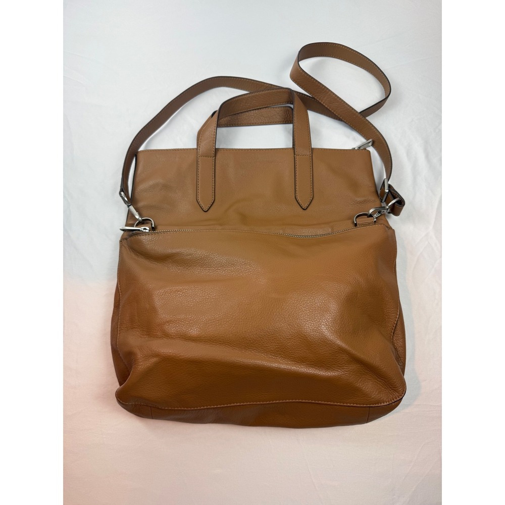 Fossil Y2K Camel Brown Leather Utility Tote Cargo Pocket Crossbody Bag - Picture 2 of 16